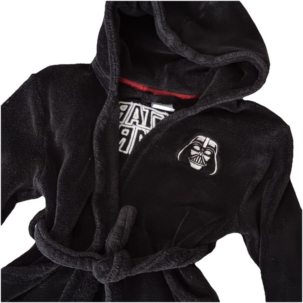 Gap Boys Star Wars Black Fleece Robe Darth Vader Embroidered Tie Hooded Sz 6 EUC